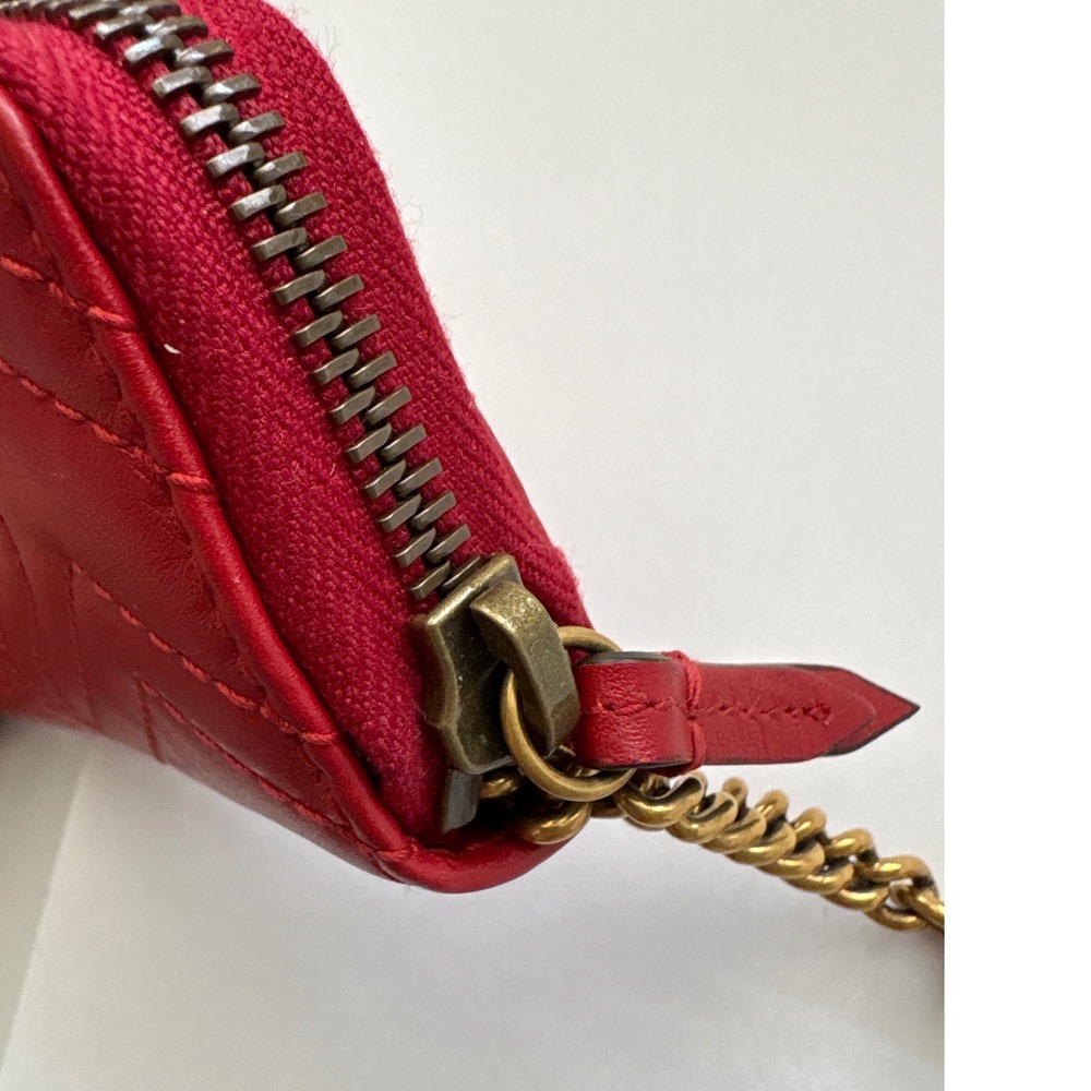 Gucci GG Marmont Red Matelasse Leather Small Key Case Pouch Zip Wallet 498127 - Picture 8 of 11